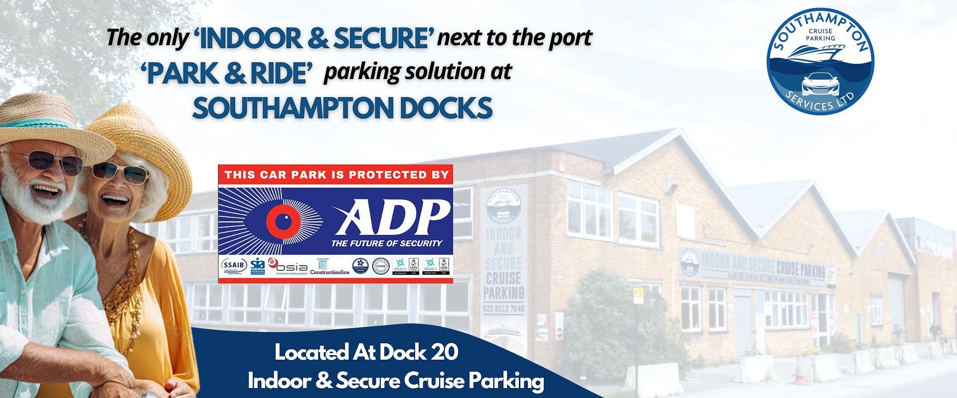 Smiling travellers promote Southampton Cruise Parking indoor facility